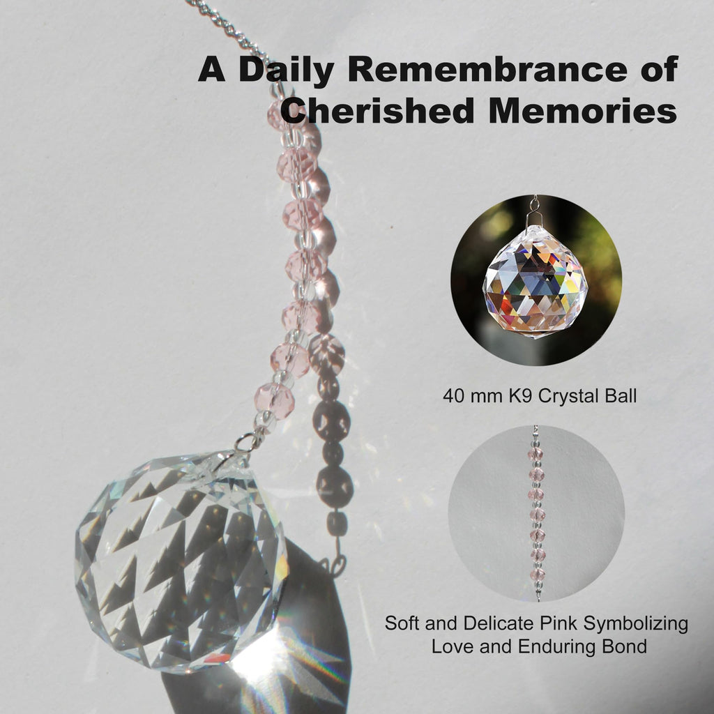 WOOWA Light by Your Side Sympathy Gifts for Loss of Loved One. Grief, Bereavement, Condolence, Sorry for Your Loss Gift. Crystal Rainbow Maker Suncatcher - Memory Rose