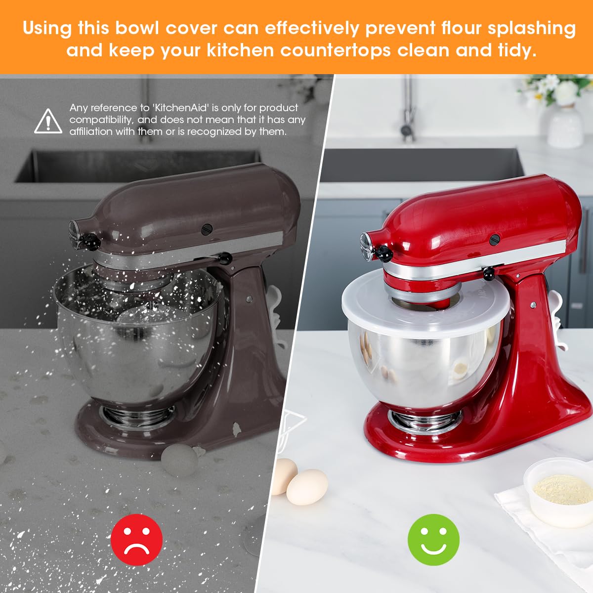 Aieve Mixer Bowl Covers,Guard Lids for KitchenAid 4.5-5 Quart Tilt-Head Stand Mixer to Prevent Ingredients from Splashing Out(2 Pack)