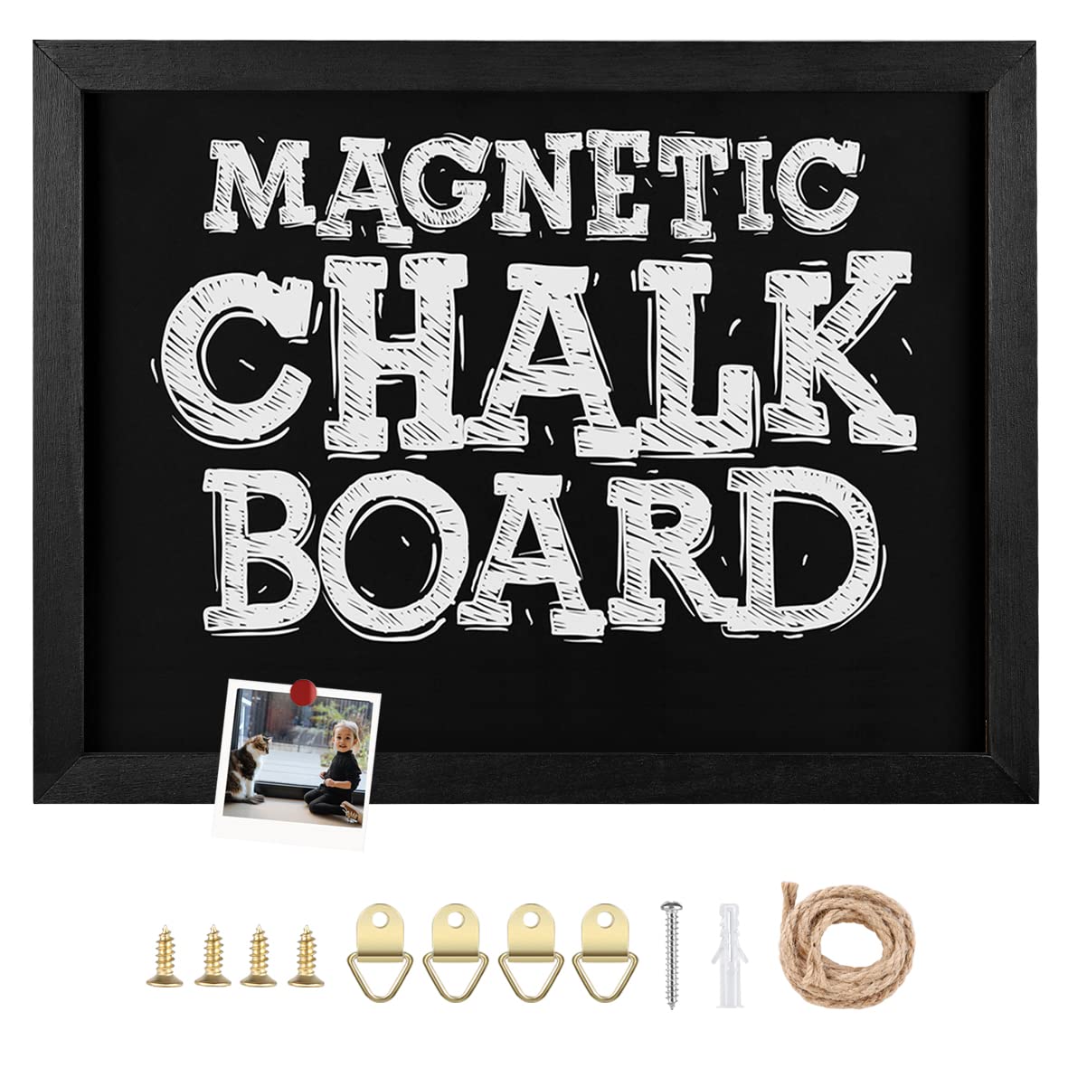 Umtiti Chalkboard, 30 * 40 cm, Black Solid Wood Frame，Magnetic Surface Chalkboard for Kitchen Home, Office, Restaurantand and Wall Decor，BK-3040-CA