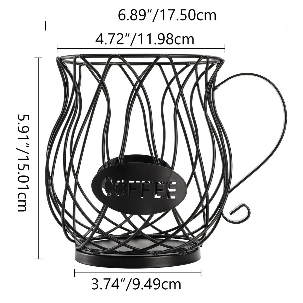 ZEAYEA Coffee Pod Holder, Coffee Capsule Basket for Counter Table Bar, Metal Espresso Pod Keeper Storage for Home Cafe Hotel, Black