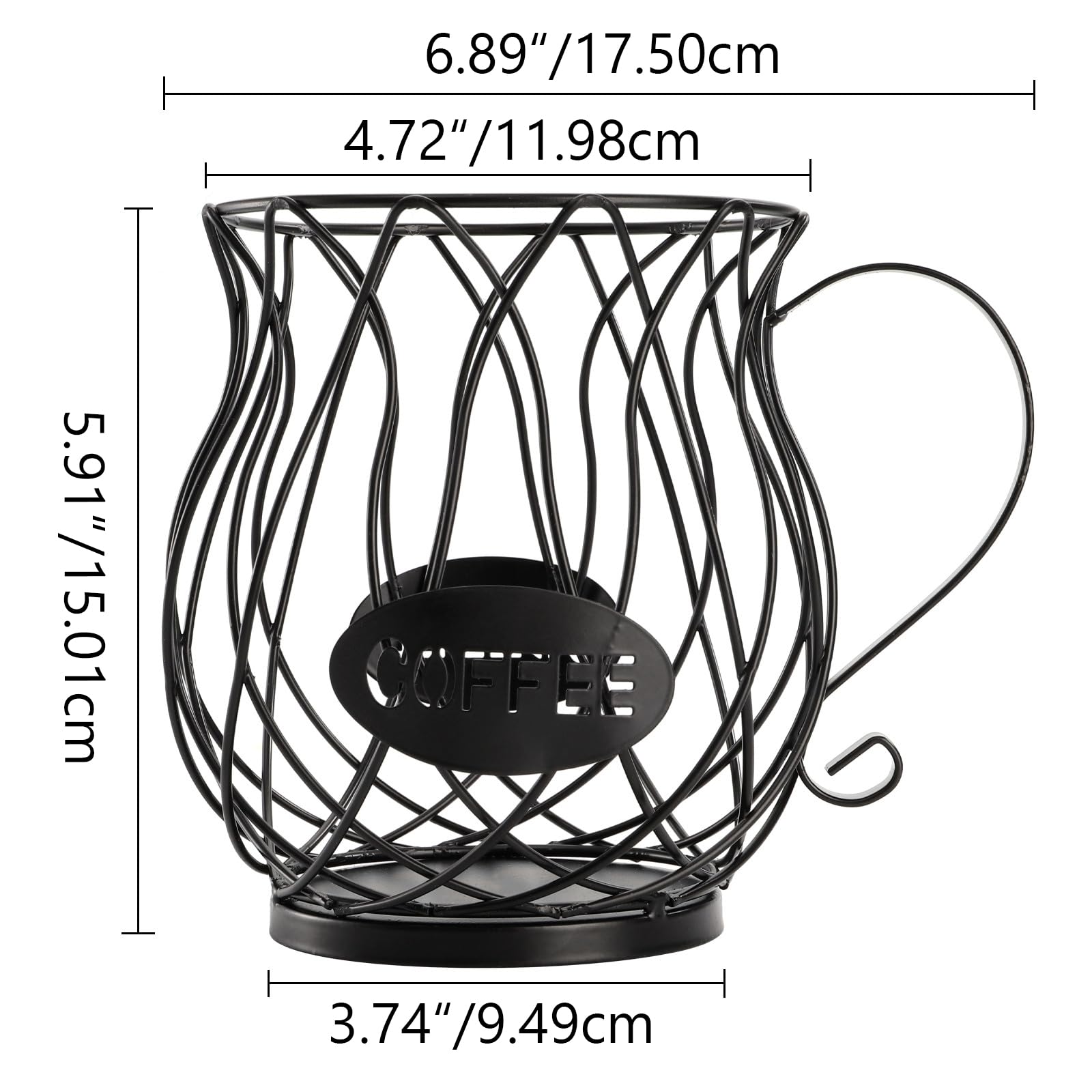 ZEAYEA Coffee Pod Holder, Coffee Capsule Basket for Counter Table Bar, Metal Espresso Pod Keeper Storage for Home Cafe Hotel, Black