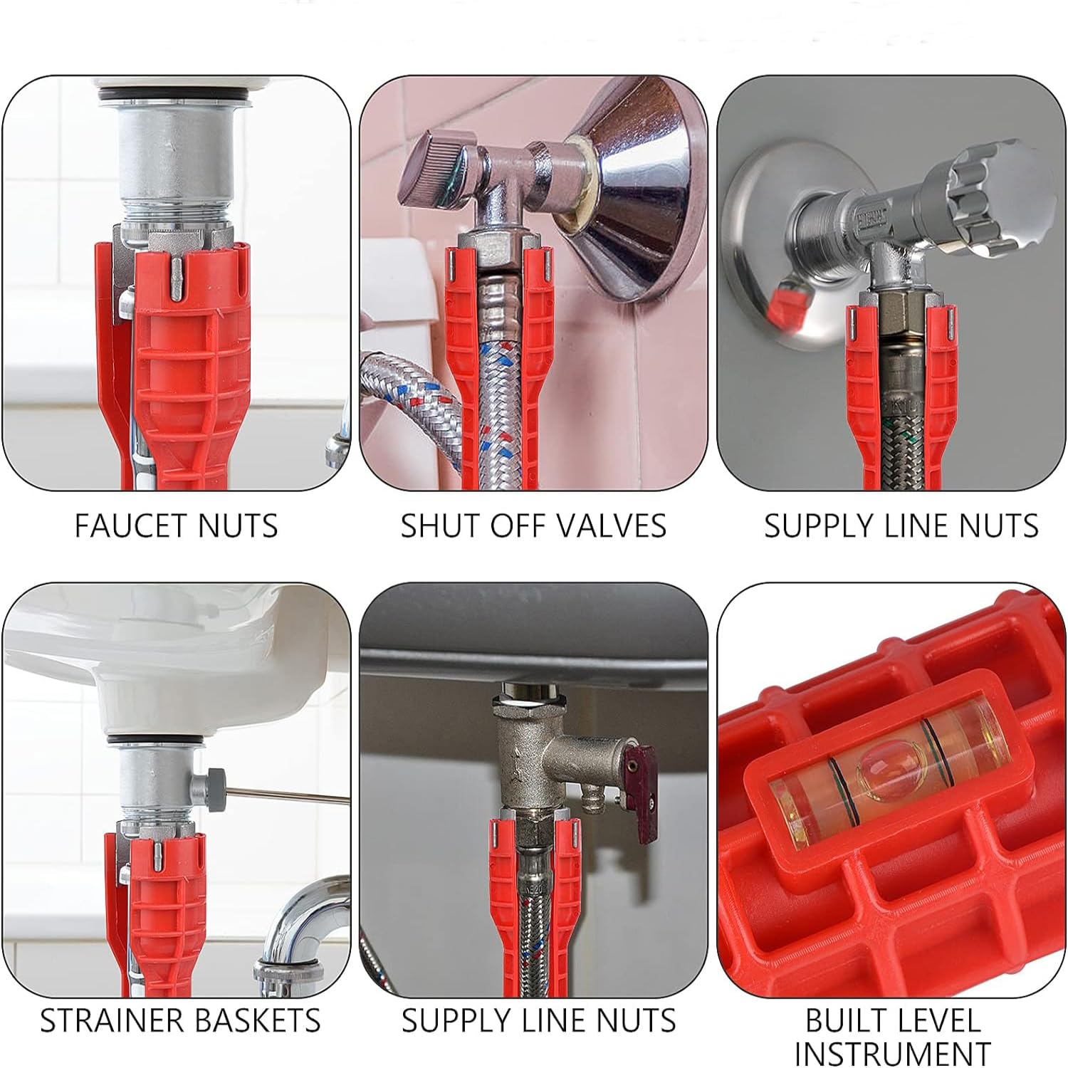 14-in-1 Basin Wrench, Faucet and Sink Wrench Installer Tool, Sink Faucet Wrench, Multi-functional Plumbing Repairs, Drain Removal Nut for Toilet, Bowl, Bathroom