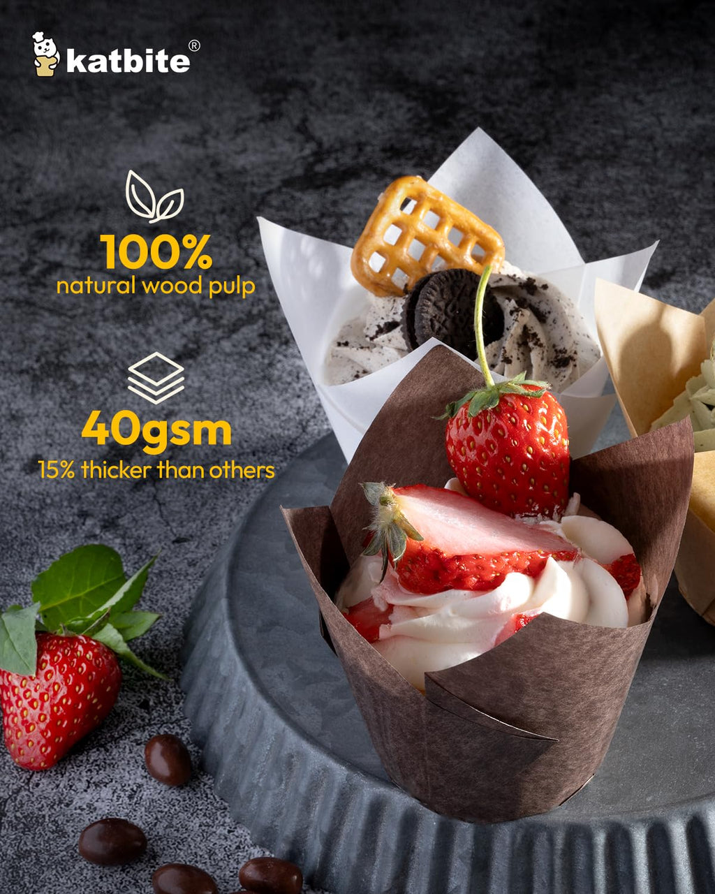 Katbite Tulip Cupcake Liners 200PCS, Muffin Baking Cupcake Liners Holders, Baking Cups, Cupcake Wrapper for Party, Wedding, Birthday, Christmas Cupcake Liners