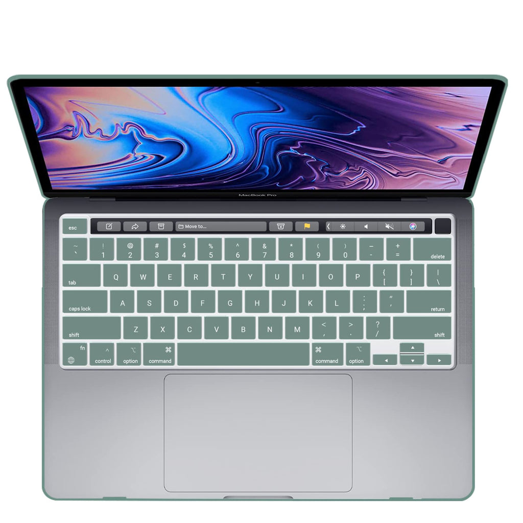 IBENZER Compatible with 2025 2024 M2 M1 MacBook Pro 13 Inch Case 2025-2016 A2338 A2289 A2251 A2159 A1989 A1706 A1708, Hard Shell Case&Keyboard Cover for Mac Pro 13, Midnight Green, CA-T13-MTGN+1