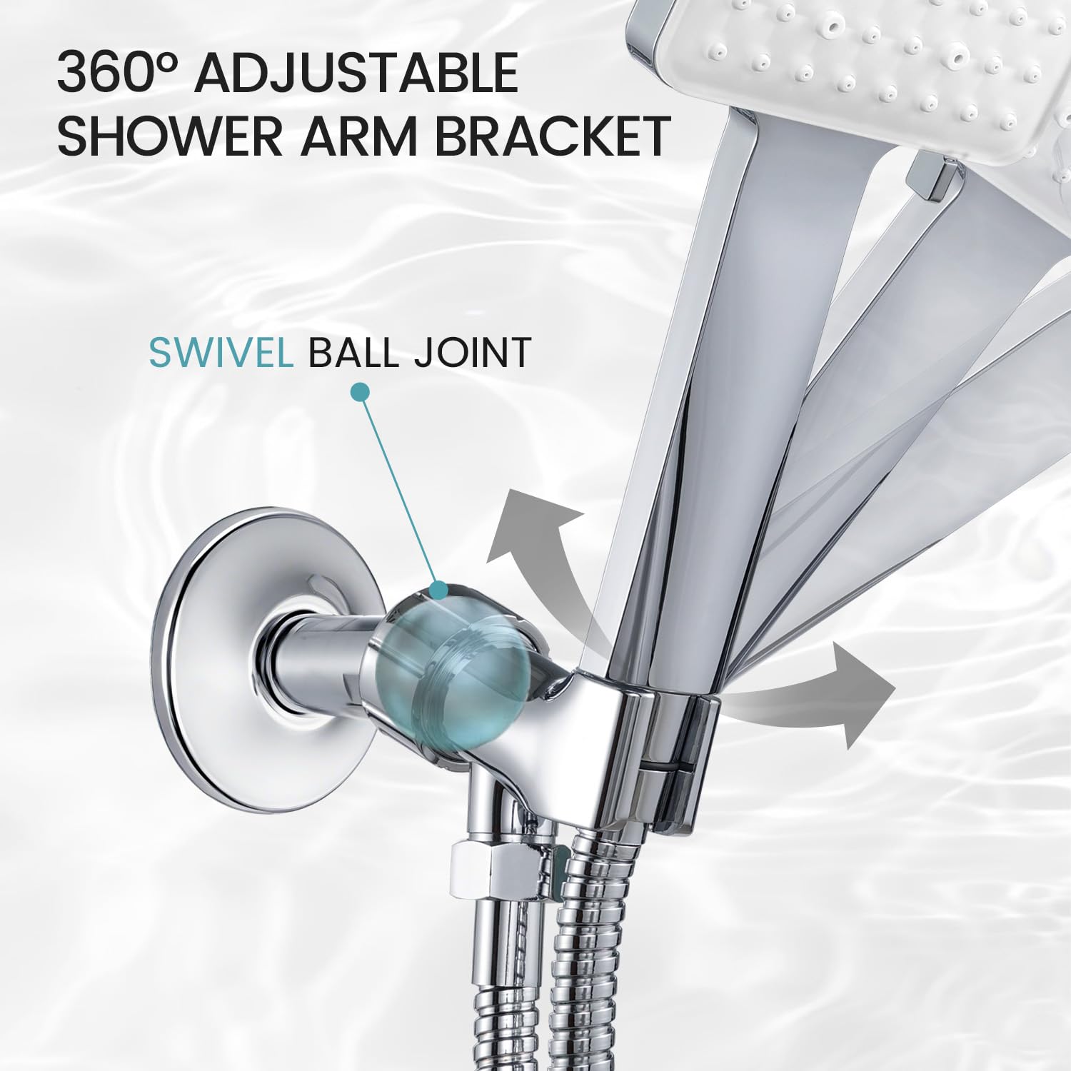 High Pressure Shower Head with Handheld - Modern Square Handheld Shower Heads - 6 Settings Detachable shower head with hose, Change Settings Much Easier Than the Twist Ones, Shower Accessories, Chrome