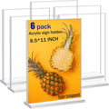 JIMITOP Acrylic Sign Holder 8.5 x 11 Clear Display Stand,Menu ad Frame Letter Size for Restaurants Table, Promotions, Photo Frames,Meetings (6 pack)
