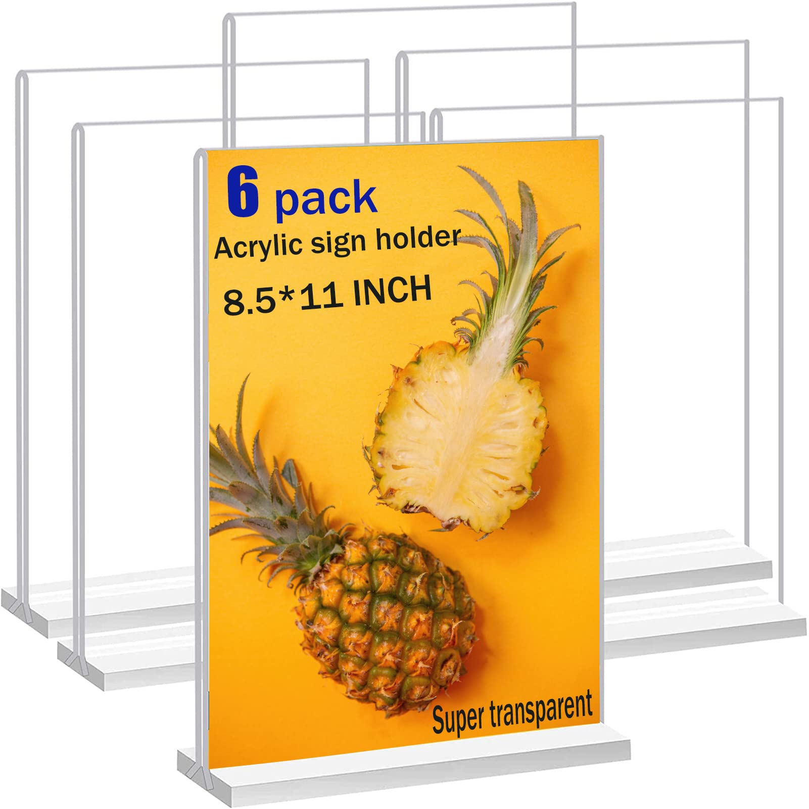 JIMITOP Acrylic Sign Holder 8.5 x 11 Clear Display Stand,Menu ad Frame Letter Size for Restaurants Table, Promotions, Photo Frames,Meetings (6 pack)