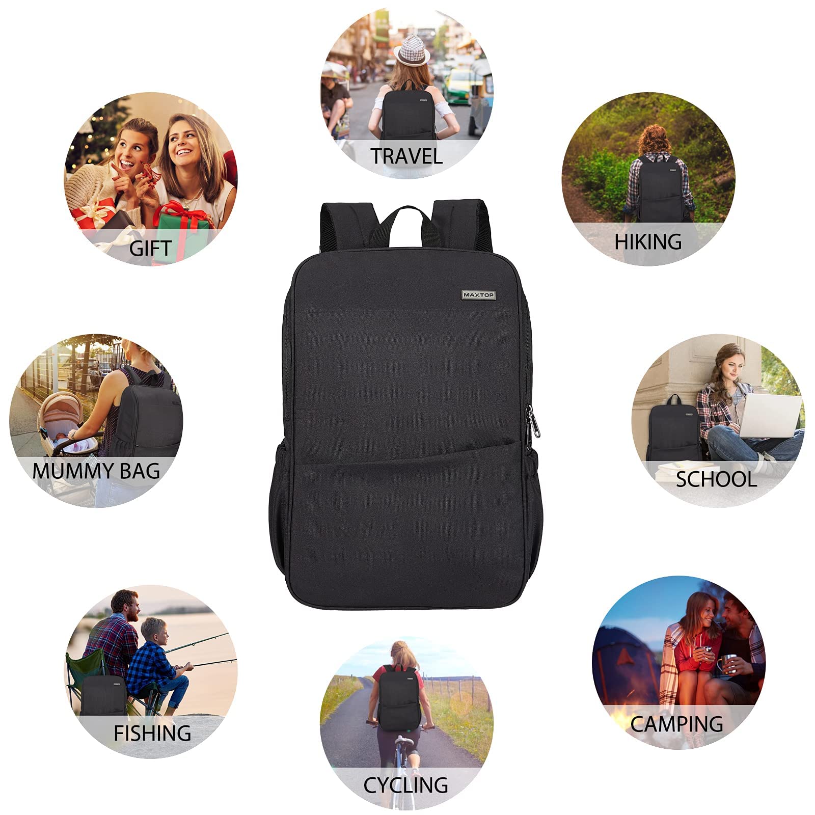 Deep Storage Laptop Backpack with USB Charging Port[Water Resistant] College School Computer Bookbag Fits 15.6 Inch Laptop