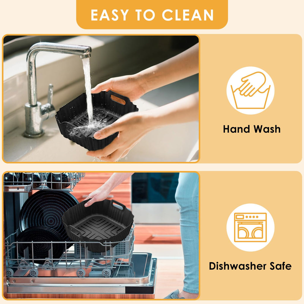DBNESS 2 PCS Silicone Air Fryer Liners for Ninja Crispi 4 QT & 6 Cup Containers, Anti-Slip Silicone Heat Resistant Mat, Reusable Air Fryer Accessories Compatible with Ninja Crispi FN101GY/FN101CGY