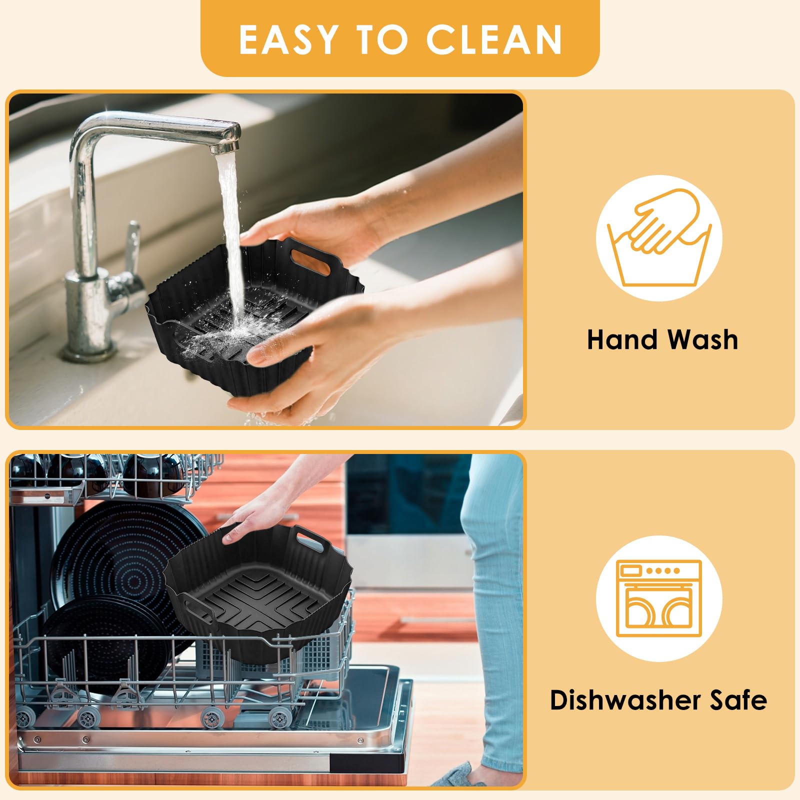 DBNESS 2 PCS Silicone Air Fryer Liners for Ninja Crispi 4 QT & 6 Cup Containers, Anti-Slip Silicone Heat Resistant Mat, Reusable Air Fryer Accessories Compatible with Ninja Crispi FN101GY/FN101CGY