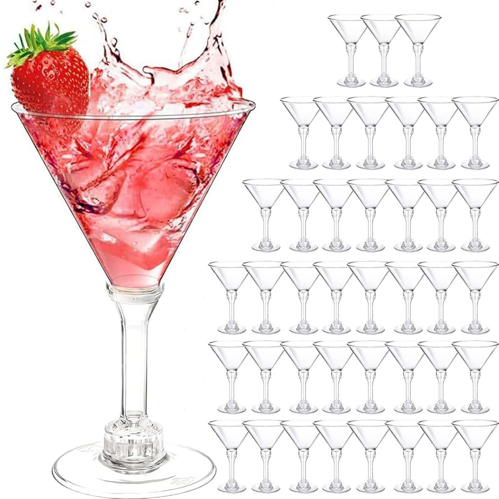 Disposable Martini Glasses,5 Oz,40-Pack,Cocktail Glasses,Plastic Margarita Glasses,Plastic Cocktail Cups for Parties and Events