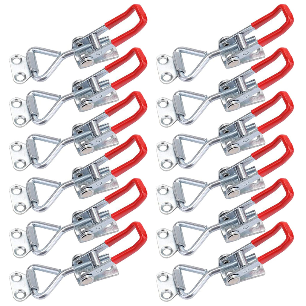 Hedume 12 Pack Pull Latch, Metal Adjustable Door Cabinet Box Case Toggle Latch Hasps Toggle Clamp, 4001, 220Lbs Holding Capacity