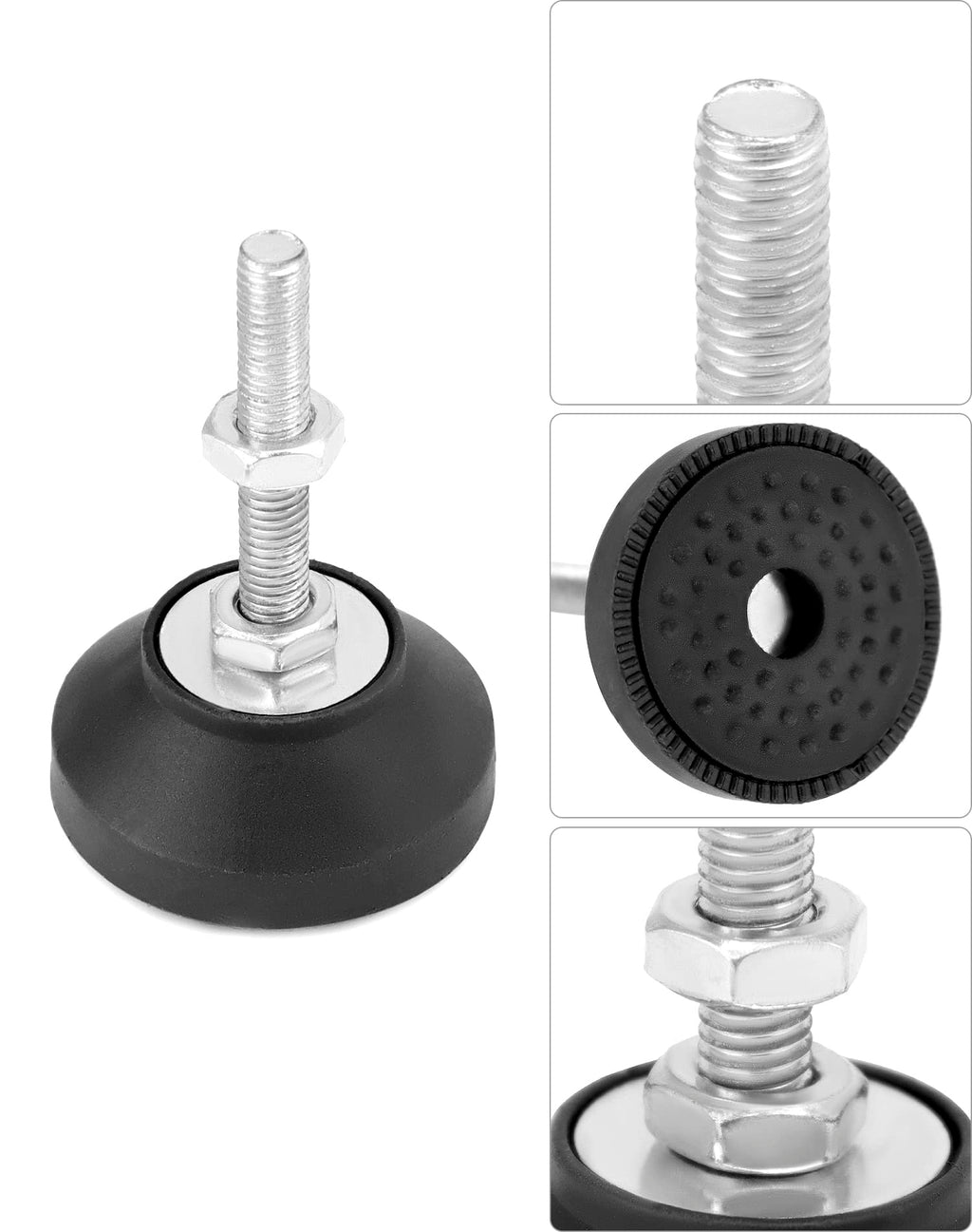 QWORK M8 Thread Rubber Furniture Leveling Feet, 8Pcs, Adjustable Furniture Glides - 2" Diameter, Screw in Threaded Furniture Levelers, Leveling Foot Leg for Tables and Desks