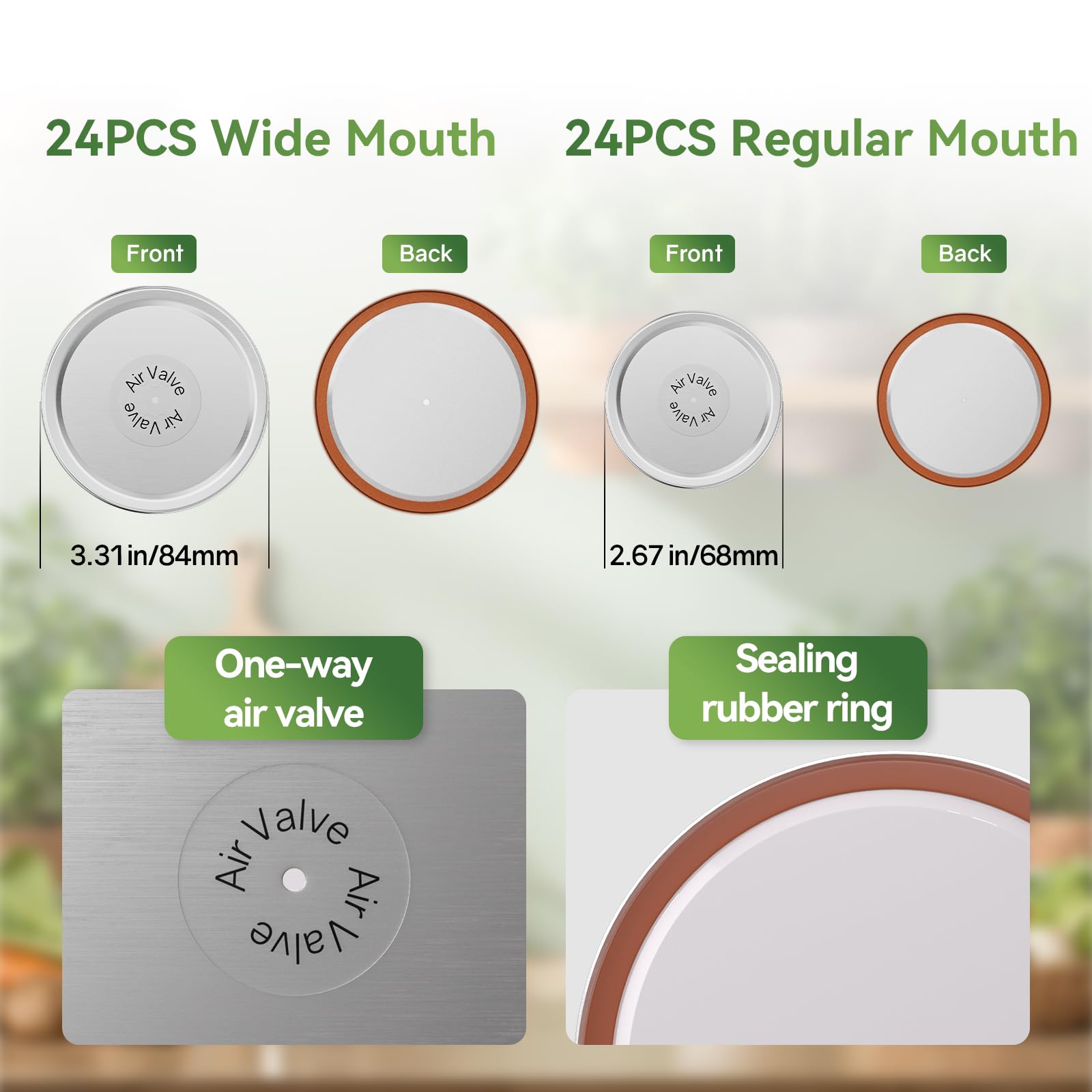 Mason Jar Lids 48 Pack: 24 Wide Mouth + 24 Regular Mouth Canning Lids, Vacuum Seal Food-Grade Canning Supplies Compatible with Electric Vacuum Sealers