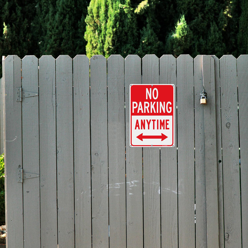 T&R No Parking Anytime Sign - 2 Pack - 14 x 10 Inches Rust Free .040 Aluminum Reflective - UV Protected, Waterproof, Weatherproof and Fade Resistant - 6 Pre-drilled Holes