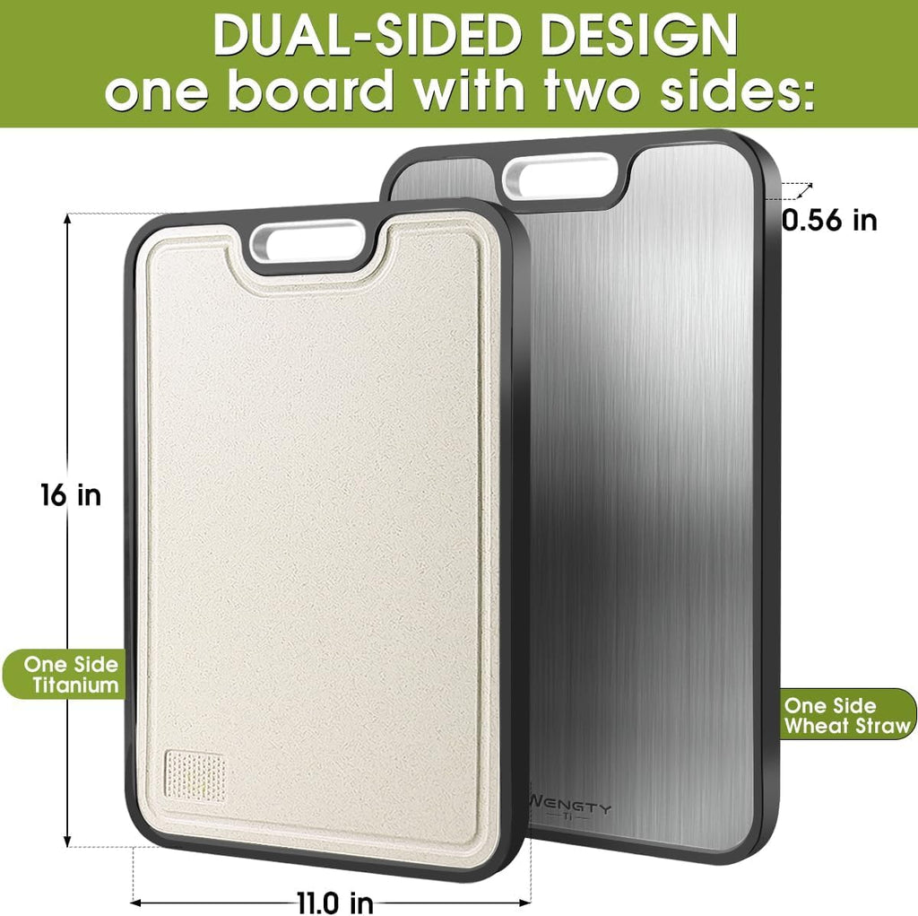 Titanium Cutting Board,100% Pure Titanium Cutting Boards for Kitchen, 2025 New Double Sided Food-Grade CuttingBoard for Meat Vegetable Fruit