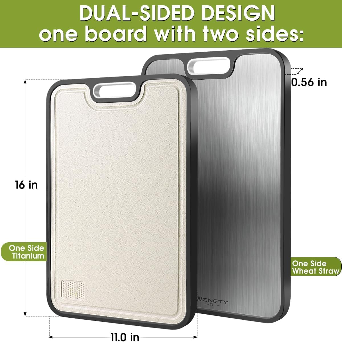 Titanium Cutting Board,100% Pure Titanium Cutting Boards for Kitchen, 2025 New Double Sided Food-Grade CuttingBoard for Meat Vegetable Fruit