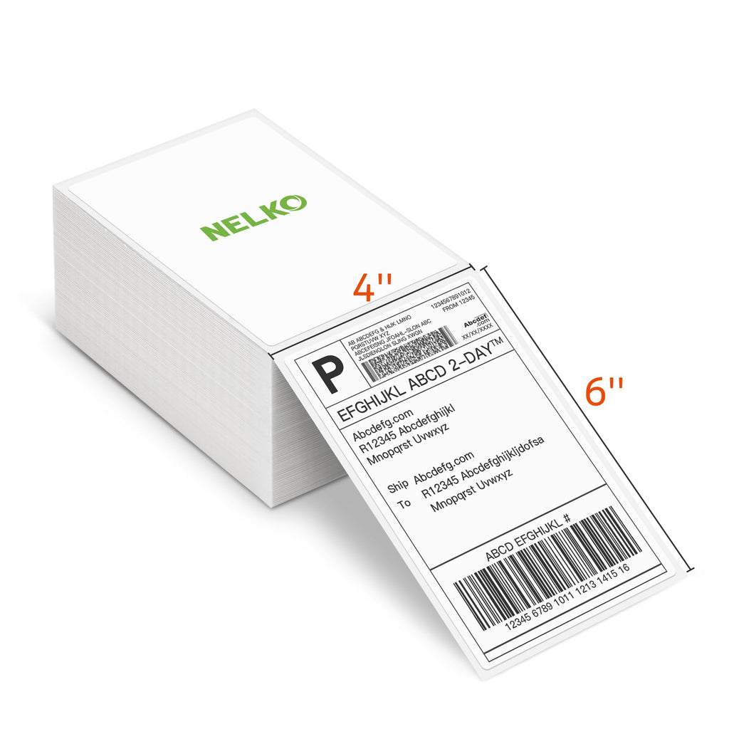 Nelko Genuine 4x6 Direct Thermal Shipping Label 500 Labels/1 Stacks, 4x6 Thermal Labels for Nelko PL70E Shipping Label Printer, Perforated and Strong Adhesive, Commercial Grade