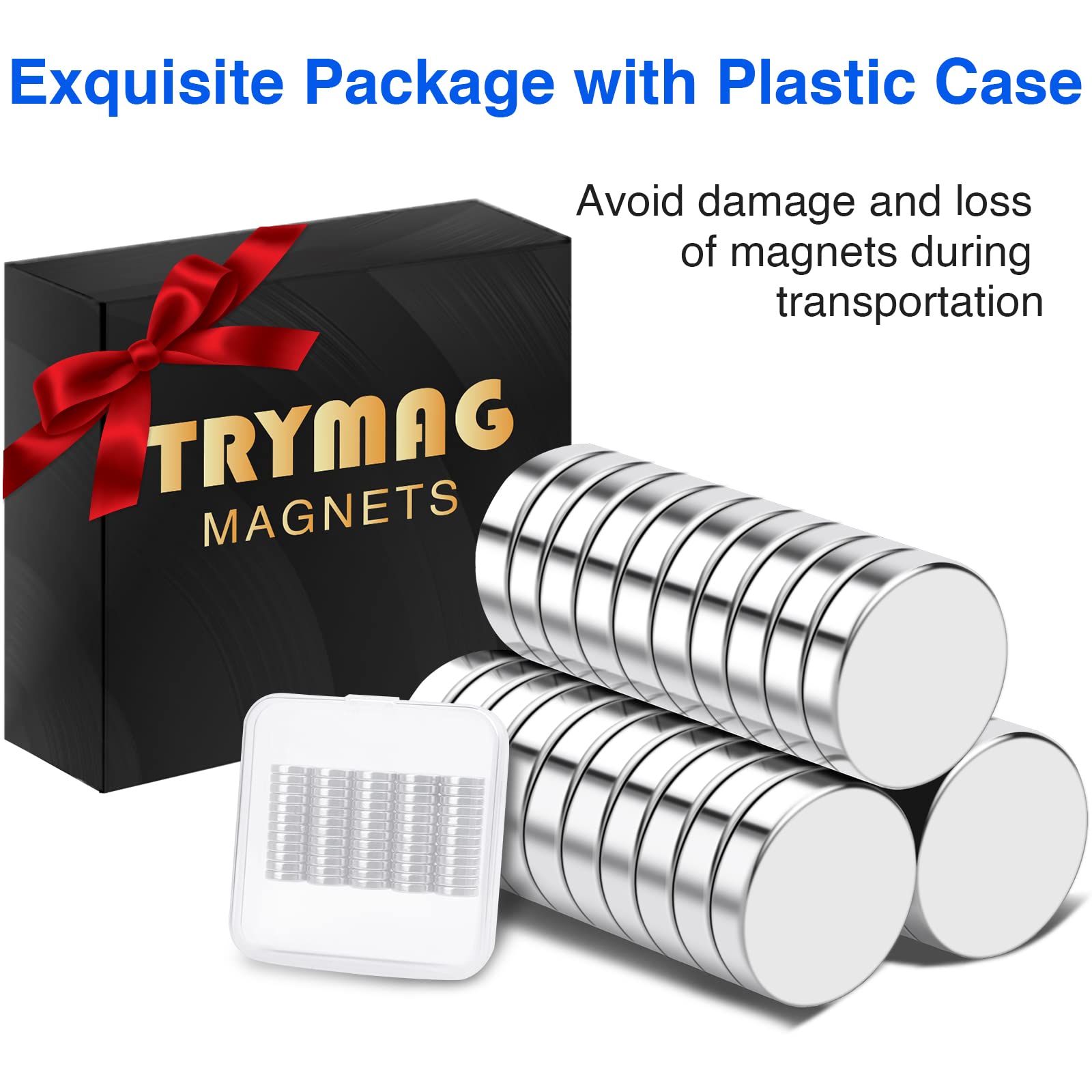 TRYMAG Magnets, 12x3mm 30Pcs Small Round Magnets for Fridge, Whiteboard, Locker, Crafts, Scientific Models