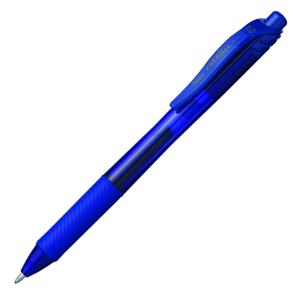 Pentel EnerGel X Retractable Liquid Gel Rollerball Pen, Everyday Writing, Office Supplies, School Supplies, 1.0mm Bold Point, Blue Ink, BL110-C, Box of 12
