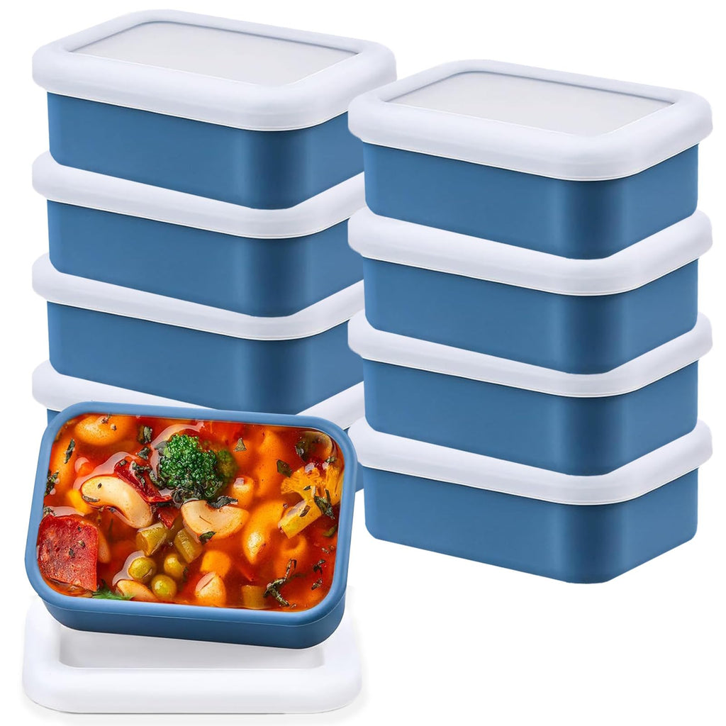 Silicone Soup Freezer Containers with Lid,8 Pcs 1 Cup Silicone Freezer Trays,Reusable Food Preserving Tray Freezing Trays for Storing and Freezing Soup, Sauce, Broth and Ice