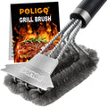 POLIGO Grill Brush and Scraper with Deluxe Handle - Safe Wire Stainless Steel BBQ Brush for Gas Infrared Charcoal Porcelain Grills - Ideal Gift BBQ Cleaning Brush for Grill Wizard Grate Cleaner