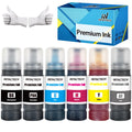 Compatible Ink Bottles for ET-8550 ET-8500 Printers, 6-Pack (Black, Photo Black, Cyan, Magenta, Yellow, Gray), High Yield Ink Refill