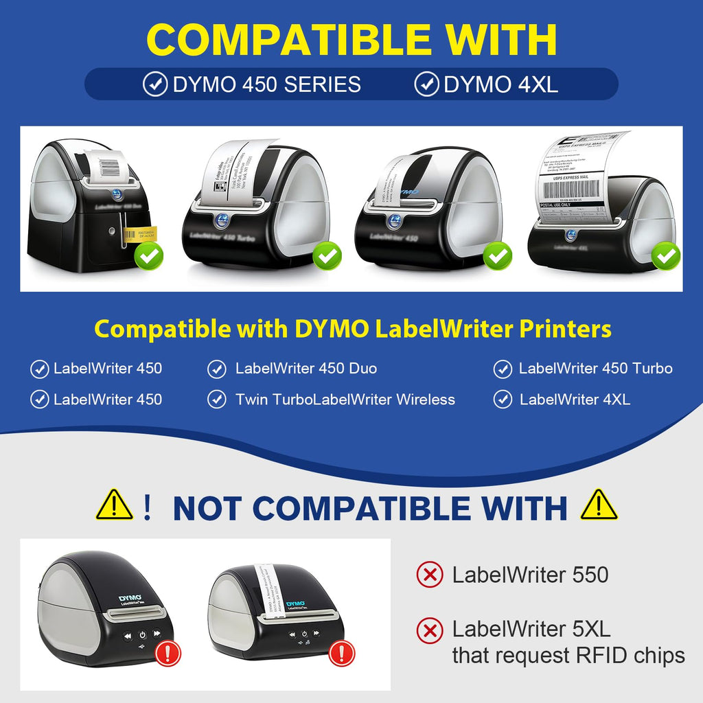 L LIKED 1-1/8"x3-1/2(28x89 mm) Mailing Labels Compatible with Dymo 450, 10 Rolls of 350 30252 Labels for Shipping, Address, Retail, White