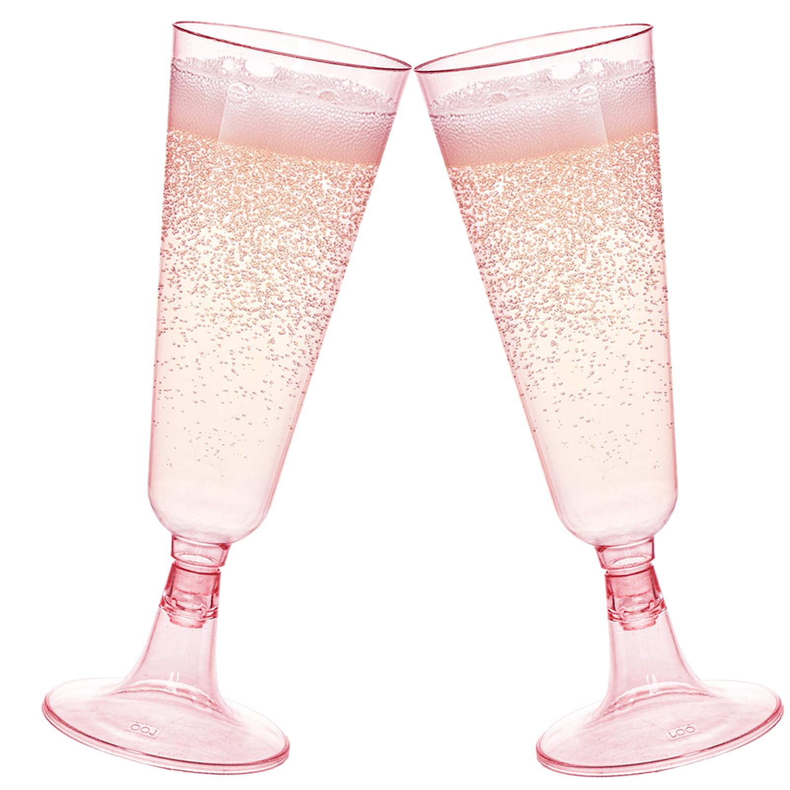 Hedume 70 Pack Pink Champagne Flutes, 5oz Disposable Plastic Wine Glasses, 2-Piece Disposable Champagne Glasses for Celebration, Wedding, Party, Valentine's Day, Mother's Day