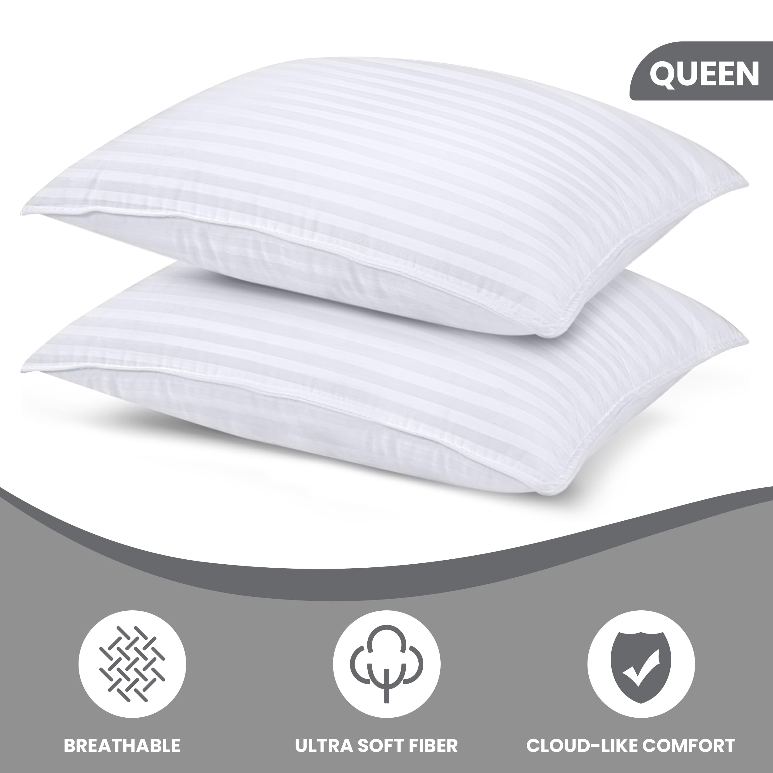 Utopia Bedding Bed Pillows for Sleeping Queen Size, Set of 2, Cooling Hotel Quality, for Back, Stomach or Side Sleepers