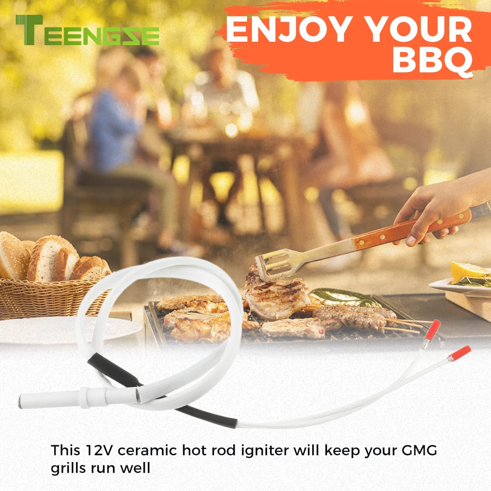 TEENGSE 12V Ceramic Hot Rod Igniter, Grill Igniters Replacement Parts for Green Mountain Prime Daniel Boone and Prime Jim Bowie Wood Pellet Grill, Ledge and Peak Prime Pellet Grill