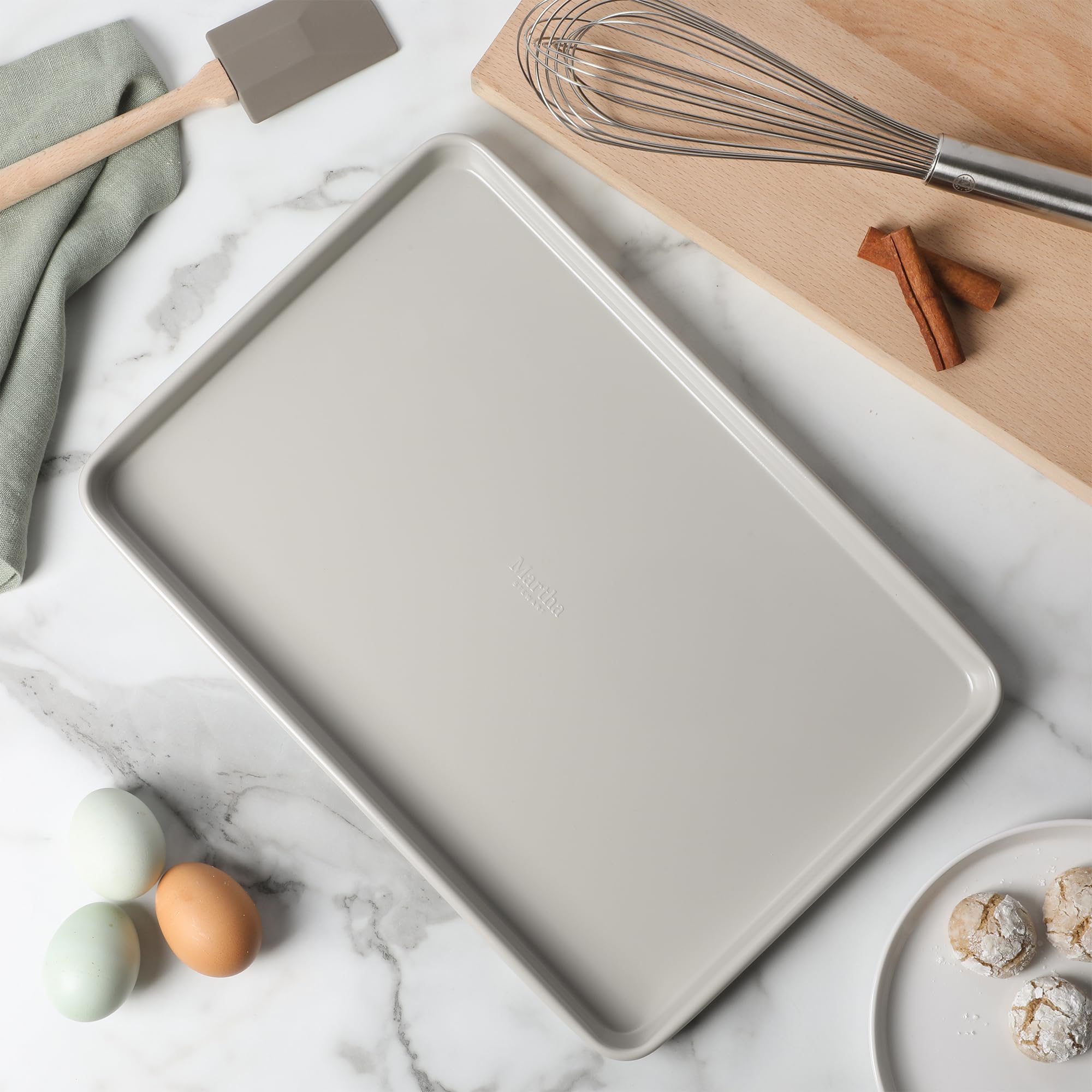 Martha Stewart Gallen 15 x 10 Inch Nonstick Carbon Steel Cookie Sheet - Cool Grey