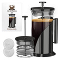 French Press Coffee Maker 34oz – Stainless Steel & Glass Coffee Press with 4-Level Filtration, BPA-Free Cafetiere for Camping or Home – Large, Durable for Hot & Cold Brew