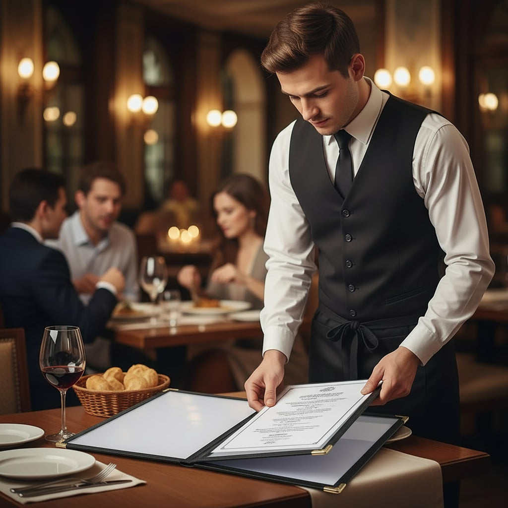 2PCS 8.5 x 11 Inch Menu Covers,4 Page 8 View Transparent Restaurant Menu Covers, Fits A4 Size Paper，Bar Cafe Restaurant Book Black Folder