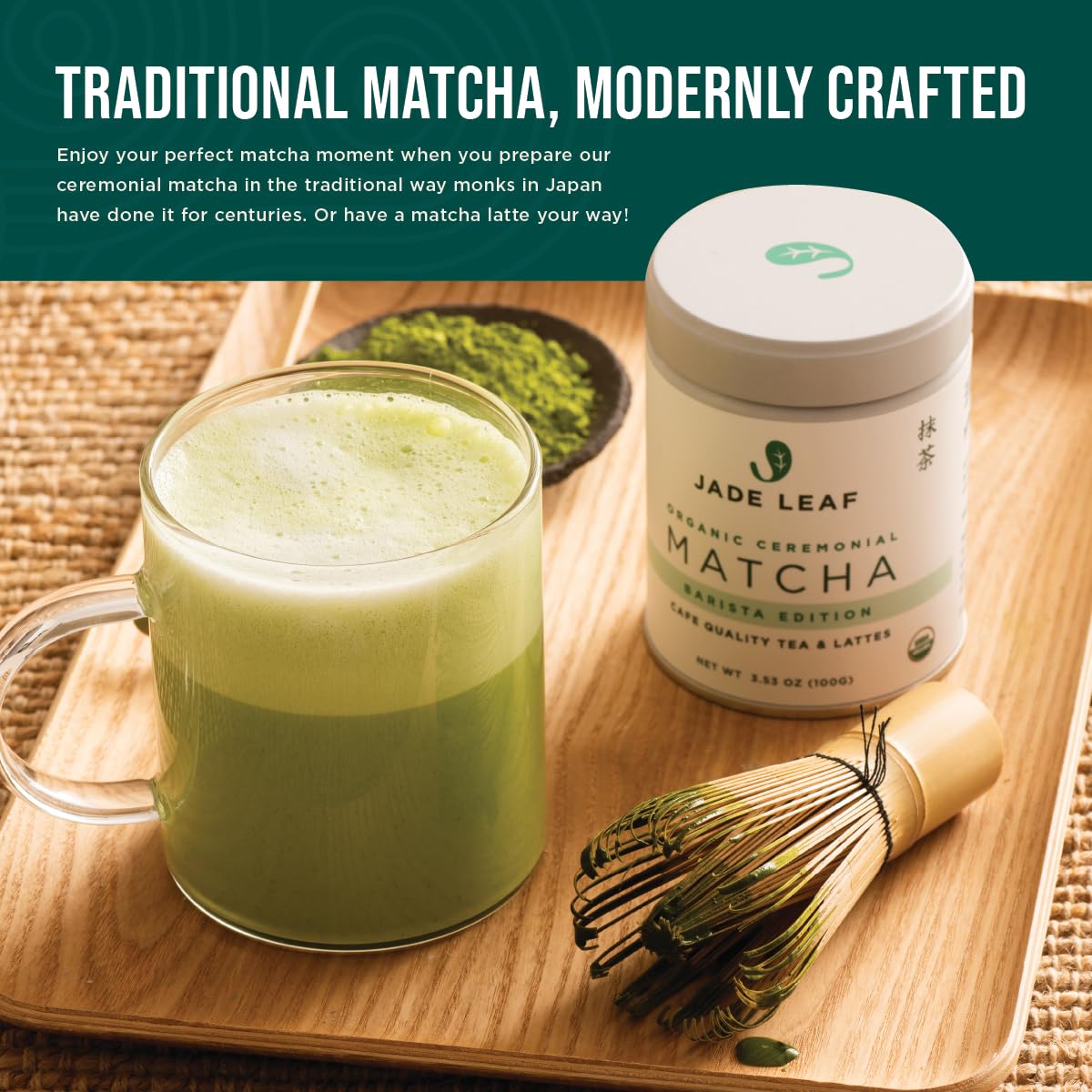 Jade Leaf Matcha - Traditional Bamboo Whisk (Chasen) + Scoop (Chashaku) - Replacement Tea Set for Frequent Green Tea Powder Preparation - Great Gift for Matcha Lovers