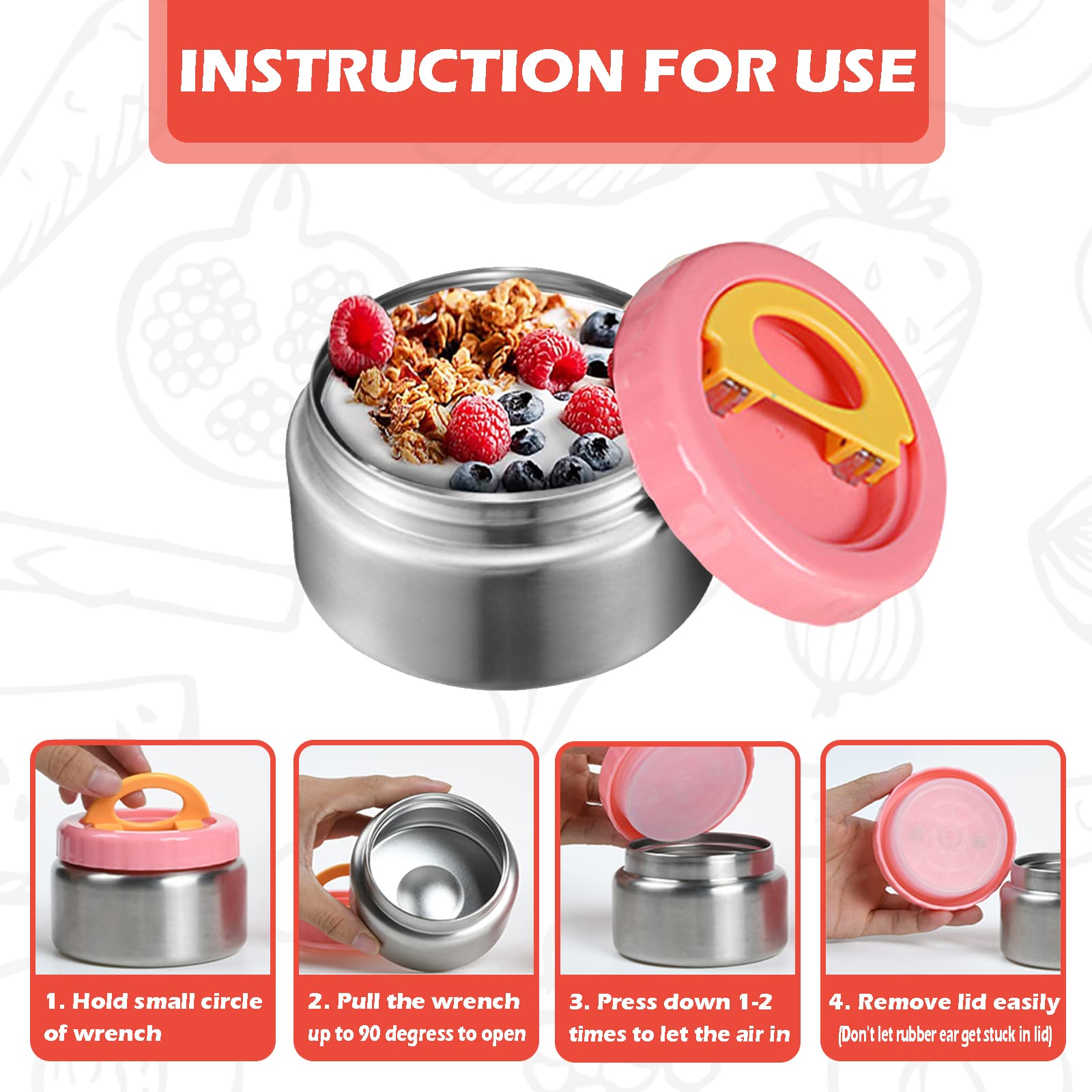 WAKSOX Bento Lunch Box Lunch Containers 4 Compartments with Soup Thermos for Hot and Cold Food Jar/Spoon/Lunch Bag Insulated Leak Proof for Girls