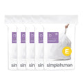 simplehuman Code E 100 Count, Dispenser Pack Custom Fit Liners, Drawstring Trash Bags, 20L / 5.3 Gallons, White