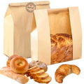 50 Pcs Paper Bread Bags for Homemade Bread Sourdough Bread Bags with Window Brown Kraft Paper Bakery Bread Bags Loaf Bags-13.7x8.2x3.5 inch