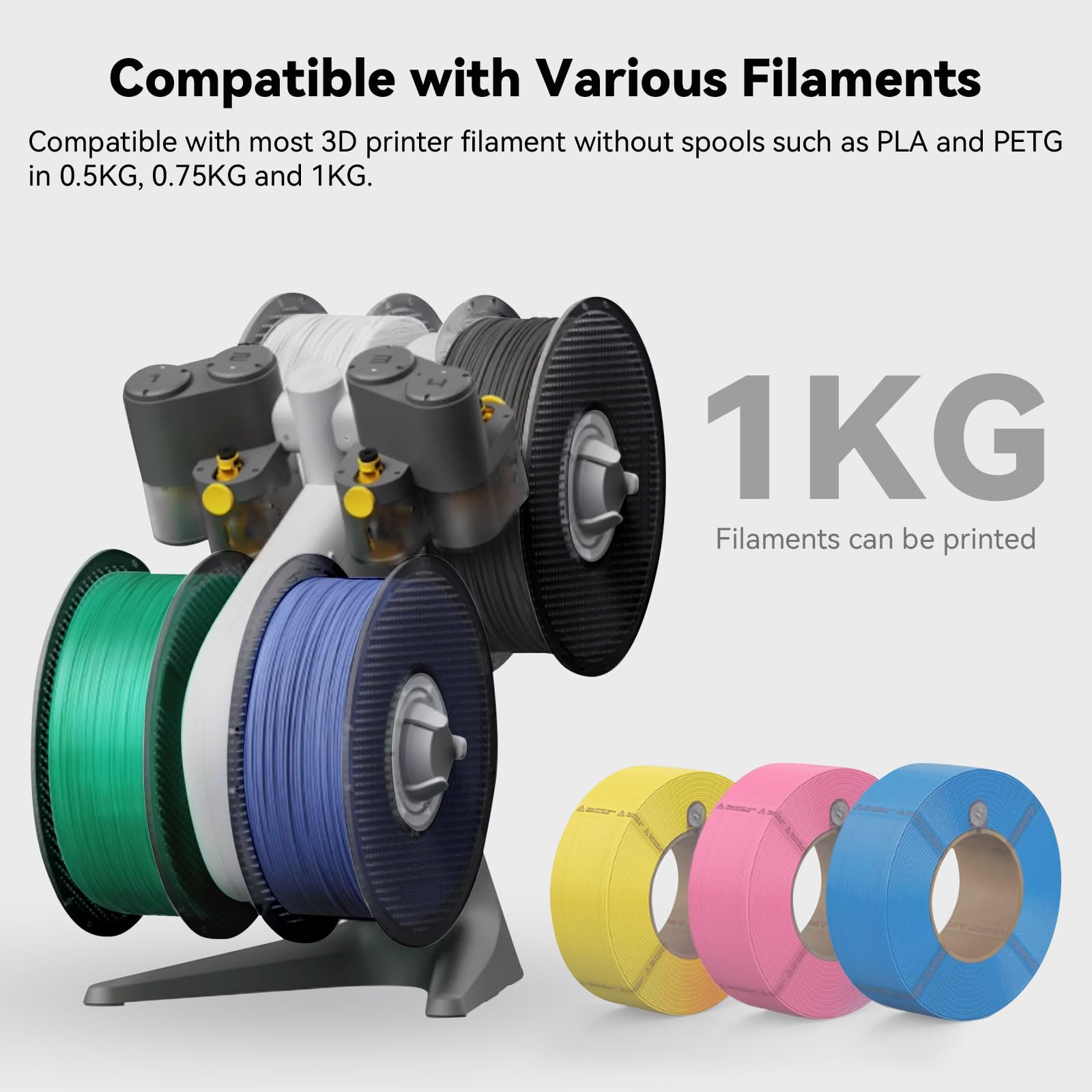 Original Bamboo Lab AMS Detachable Filament Tray Reusable Filament Reel Holder Fits PLA, PETG, ABS, TPU Filament Spool Compatible with A1/A1 Mini 3D Printer Support Low-Temp Environment ≤ 90°C
