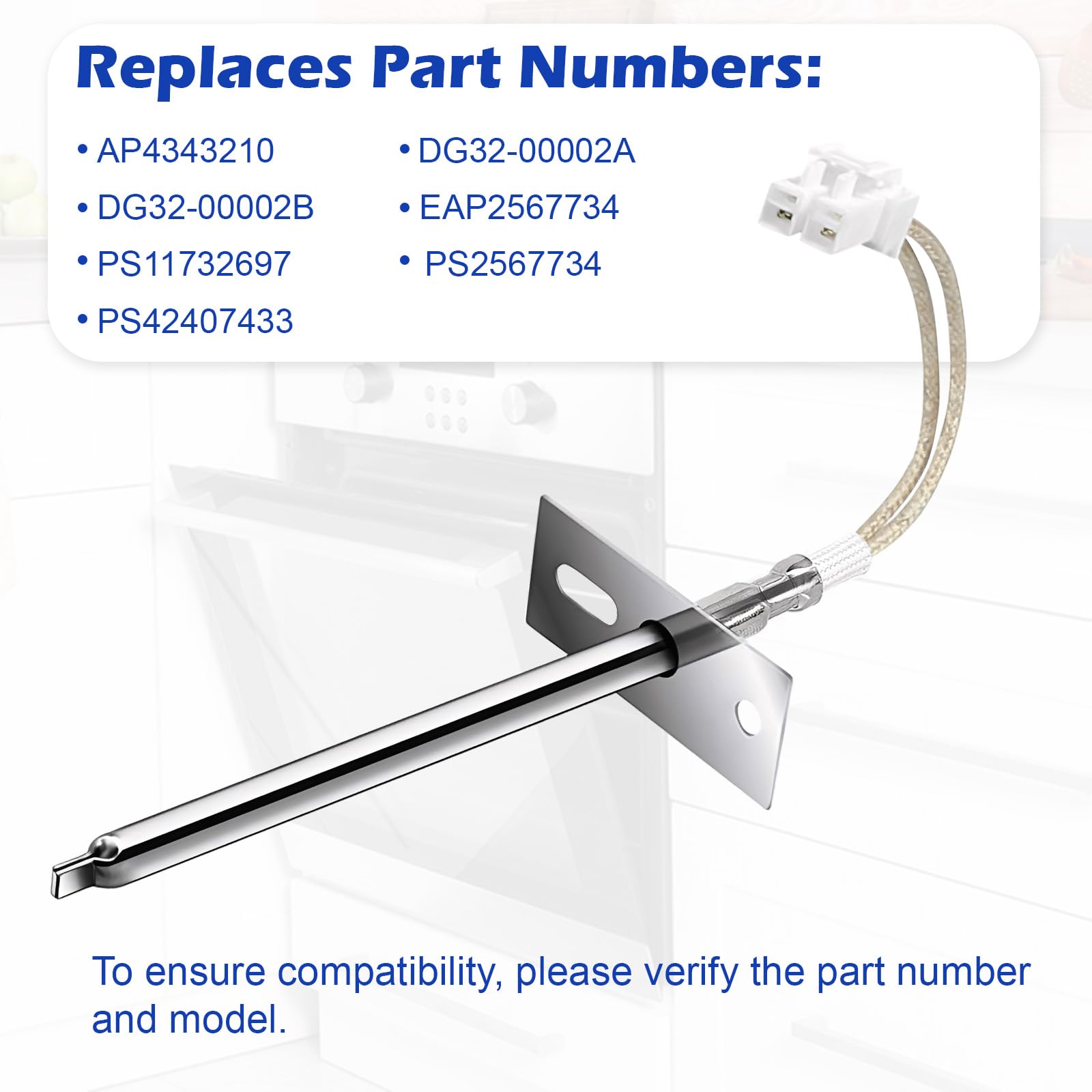 DG32-00002B Oven Temperature Sensor Probe Compatible with Samsung Oven Temp Sensor Range, Replacement Parts AP4343210, DG32-00002A, PS2567734, PS4240743, EAP2567734