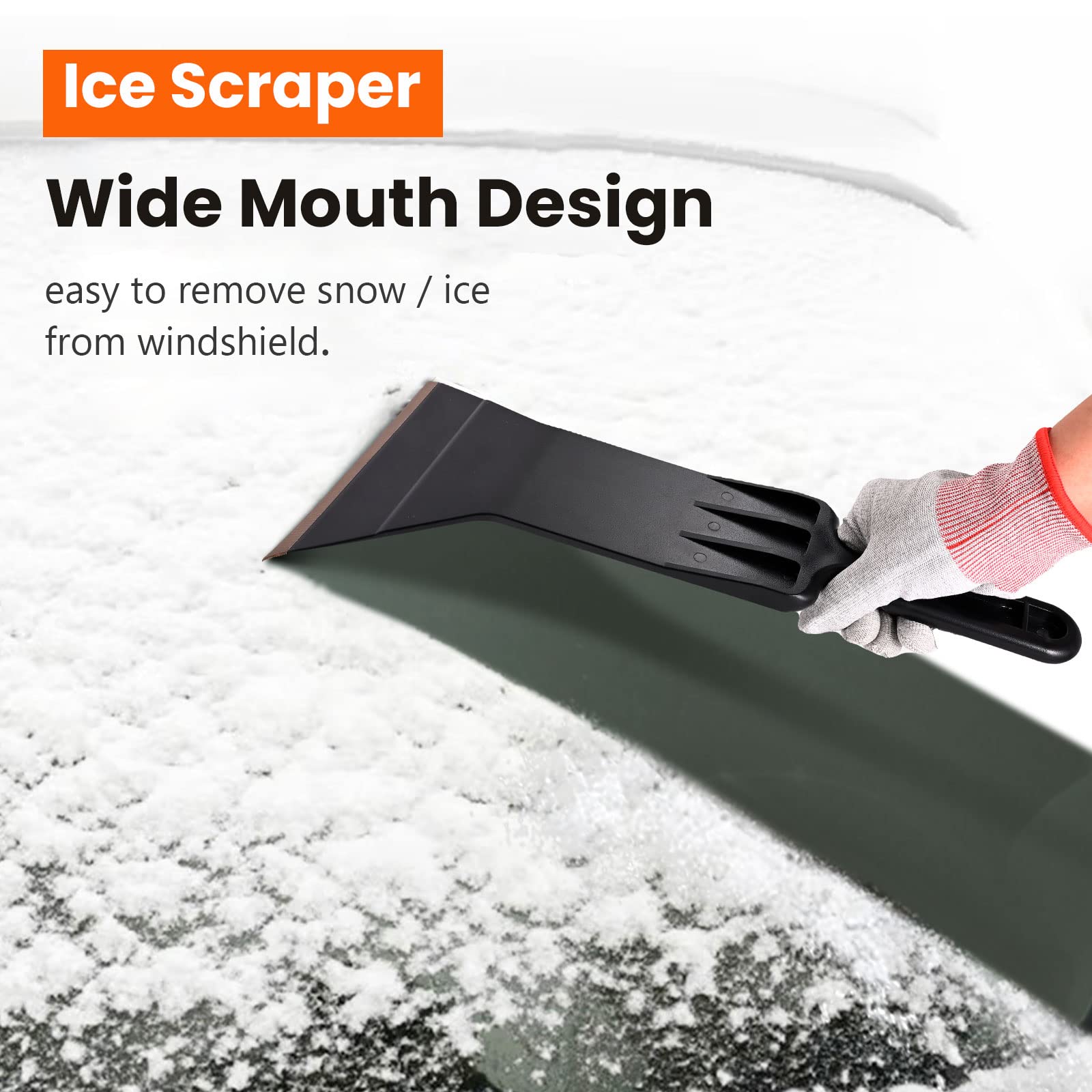 NEWISHTOOL Window Tint Tools Bulldozer Squeegee Kit, Black Wide Mouth & Scrubber Paddle Scraper with Spare Scouring Pads for Windshield Cleaning Window Film Installing, Long Handle Tint Tools