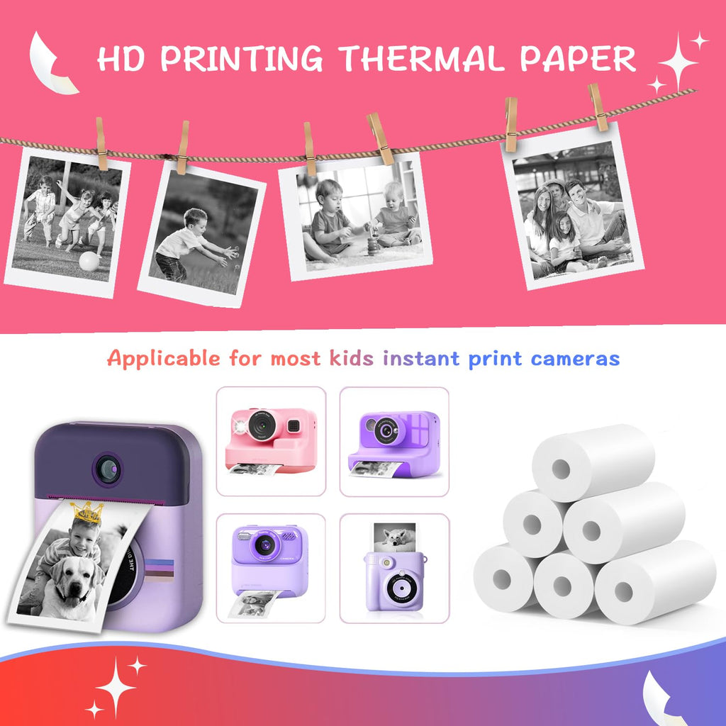 15 Rolls Instant Camera Refill Print Paper, HD Print Camera Paper Refill for Most Kids Instant Camera, Compatible with ESOXOFFORE/Dylanto/DUDUDRAGON/Cimizi Instant Camera, BPS/BPA-Free