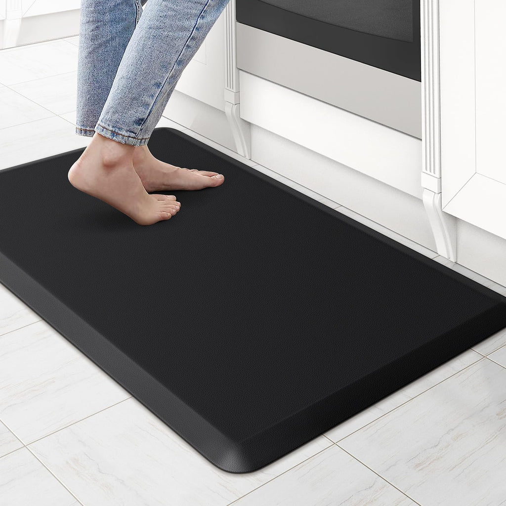 StepTastic Anti-Fatigue Kitchen Mat Non-Slip Kitchen Floor Mat Waterproof Comfort Standing Mat for Home Office Laundry 17.3"x28" Black