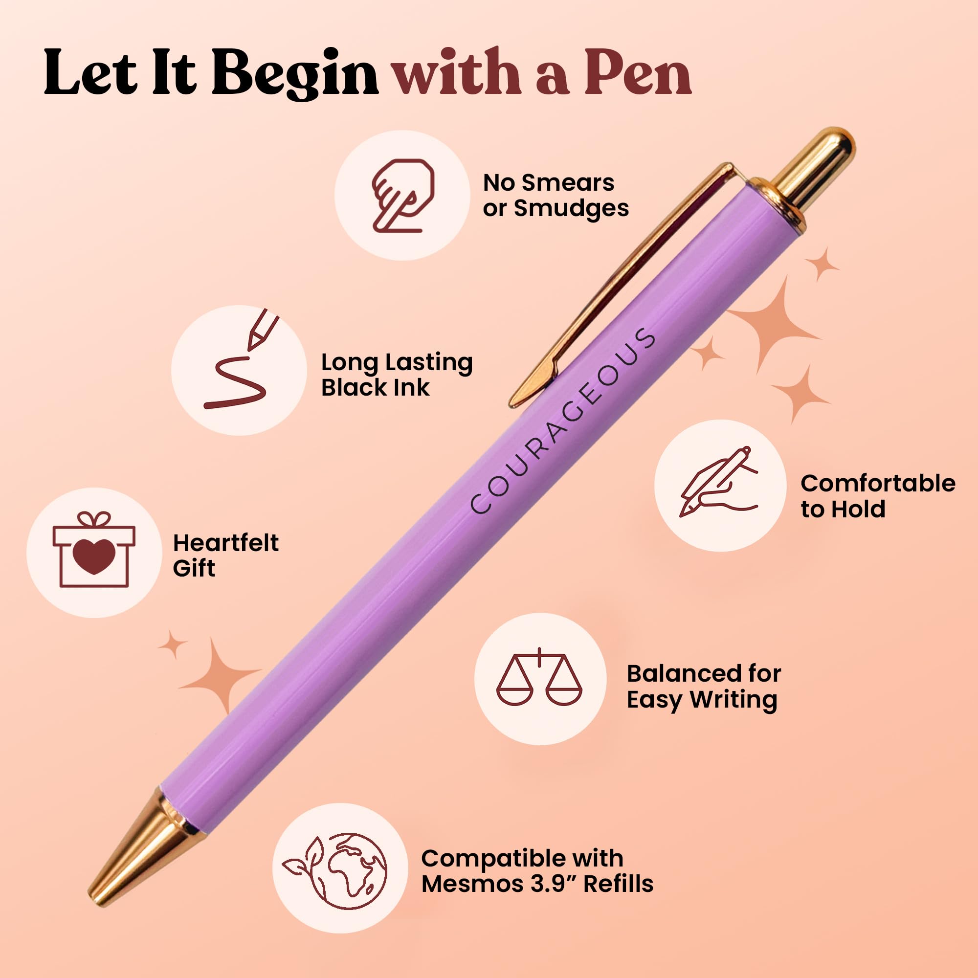 MESMOS Fancy Pen Set, Inspirational Gifts for Women, Motivational Gifts, Office Motivational Boss Lady Writing Nice Unique Click Pens, Server Promotion Pretty Pens