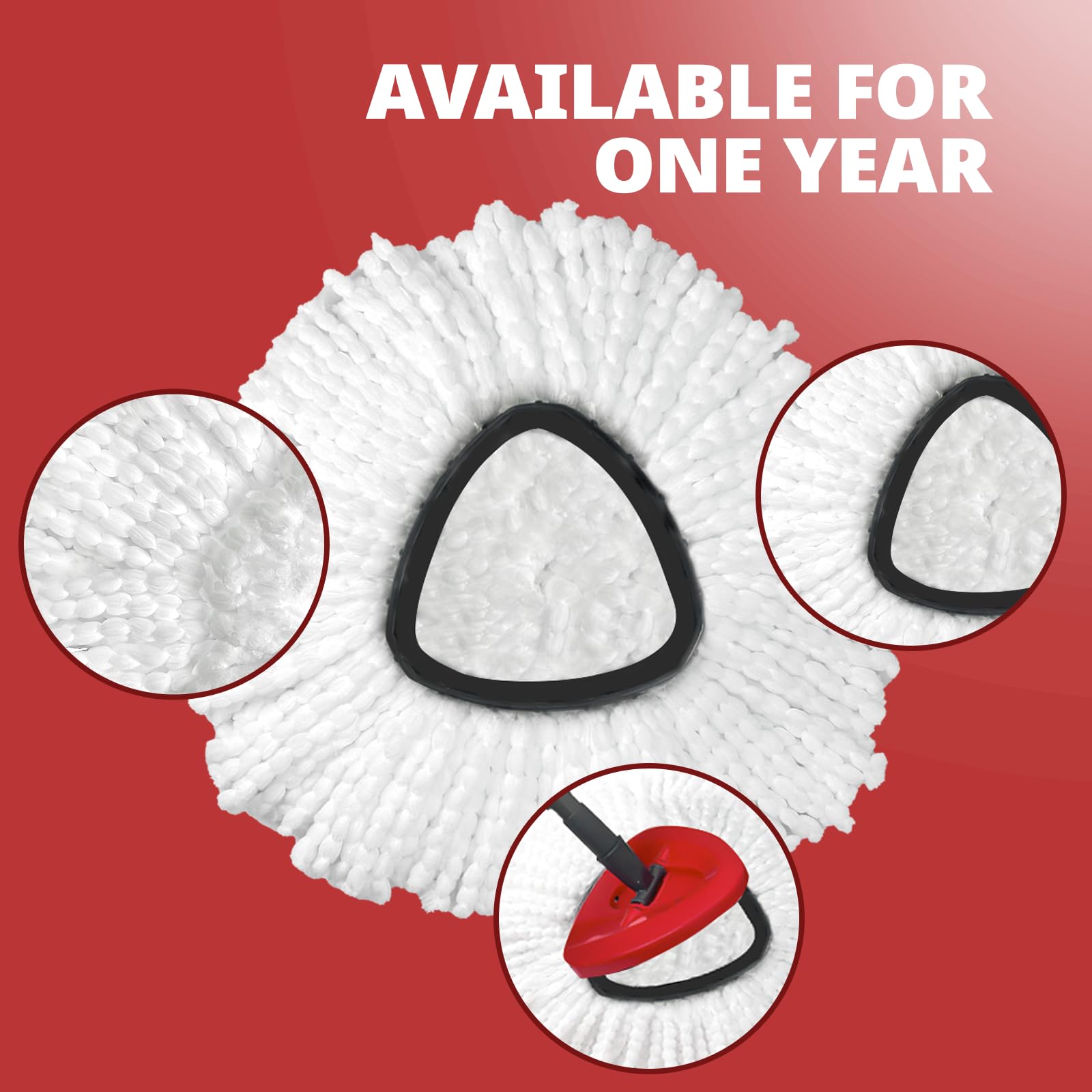 Spin Mop Head Refills, 4pcs Mop Head Compatible for Vlieda EasyWring 1-Tank System, Microfiber Triangle Replacement Pads, Machine Washable