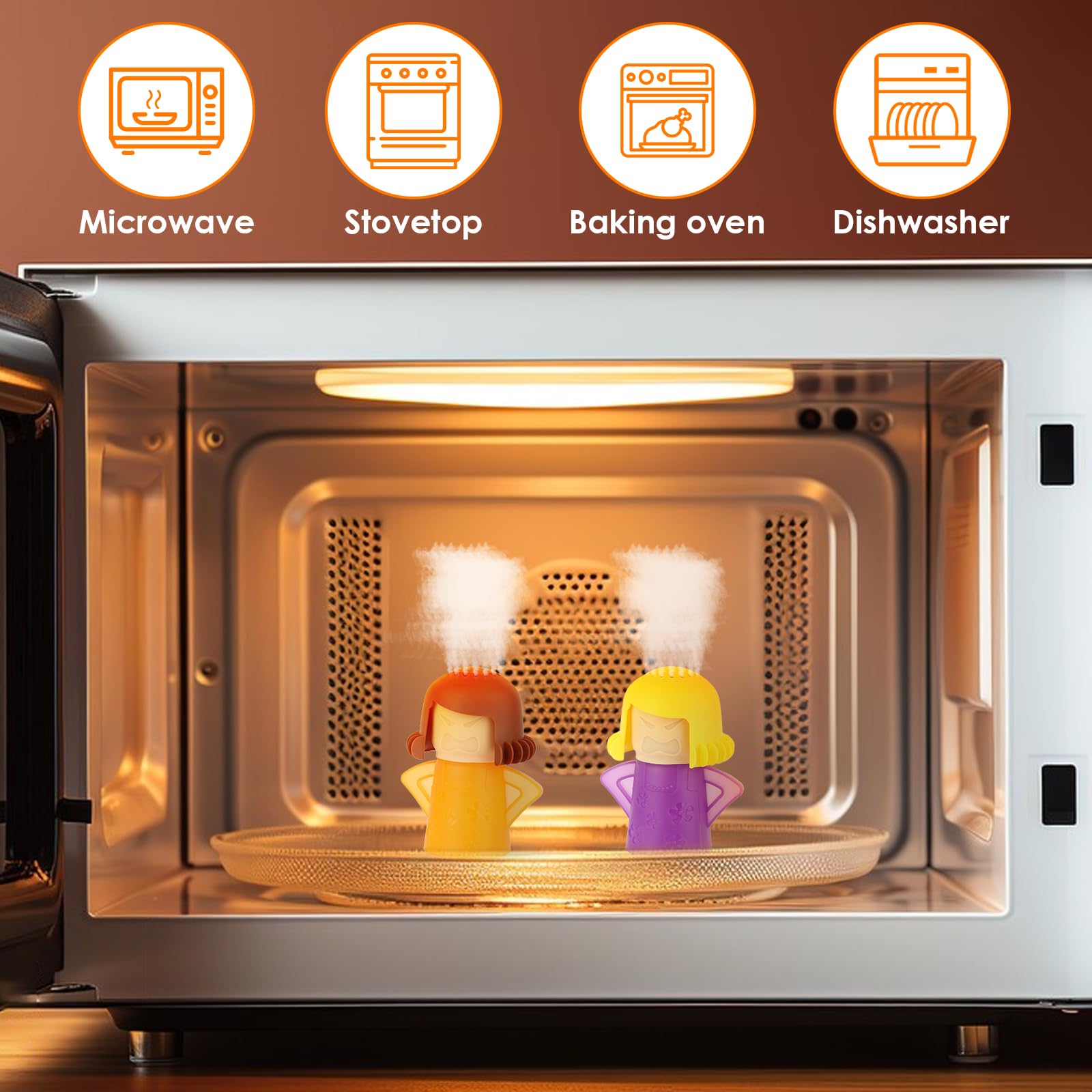 YIQXKOUY 4 Pack Angry Mom Microwave Cleaner Microwave Oven Steam Cleaner Doll Use Water and Vinegar High Temperature Cleaning Kitchen Cleaning Tool for Home and Office