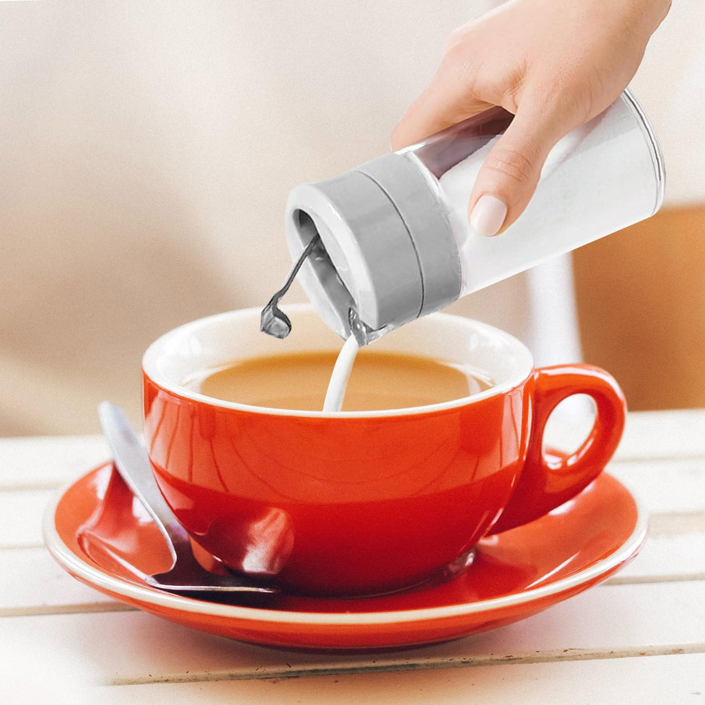Sekonow 2Pcs Glass Sugar Dispenser with Auto Flip Pour Spout, Weighted Pourer Sugar Container, 8.5oz Sugar Bowl Shaker Jar Salt Dish Holder Coffee Bar Accessories