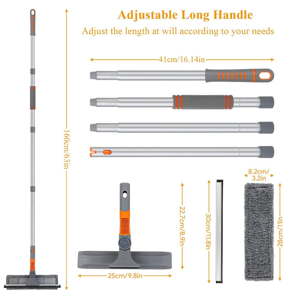 Window Cleaning Tools - Squeegee Window Cleaner - 2-in-1 Multifunctional Shower Squeegee Extendable - Windows Washing Tools for Outdoor Indoor Car