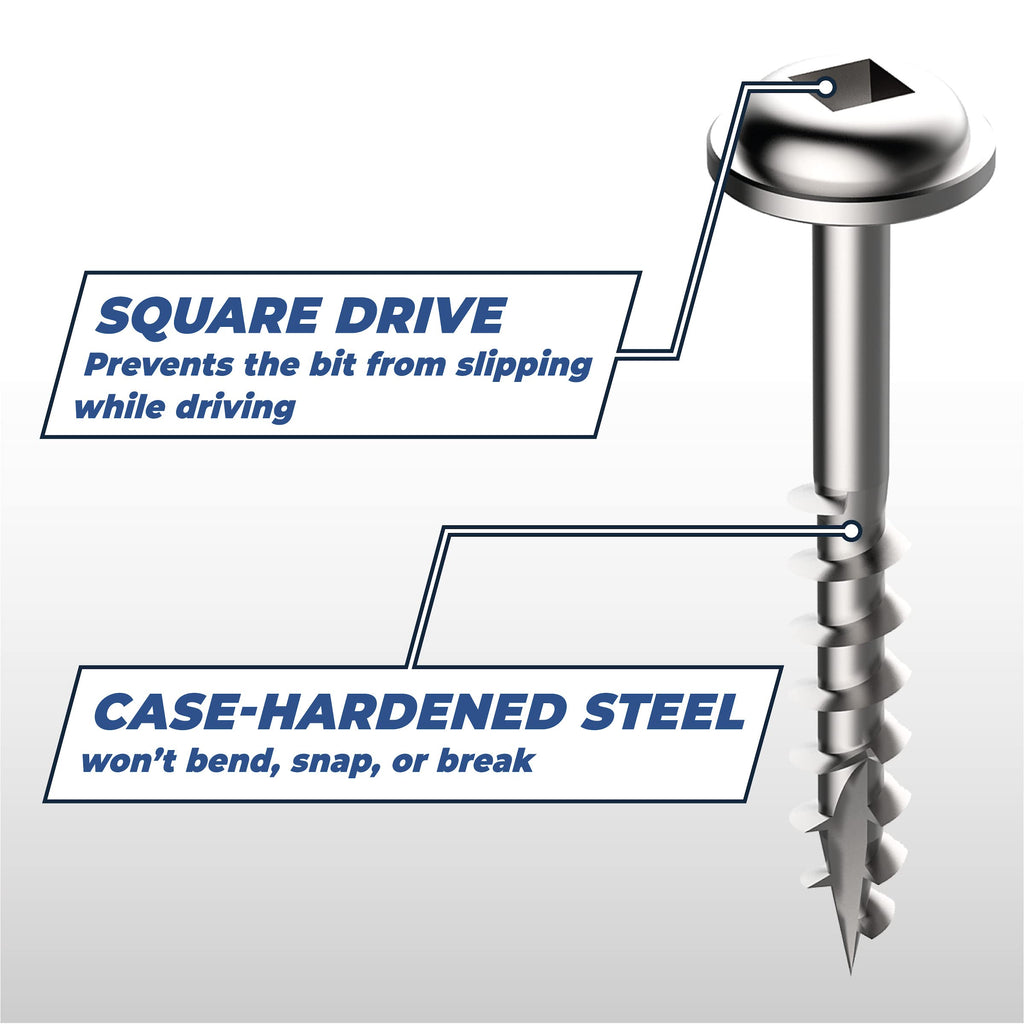 Kreg Zinc Pocket-Hole Screws - SML-C150-250 - 1-1/2 Inch - Coarse Thread - Maxi-Loc Head - Indoor - 250 Count
