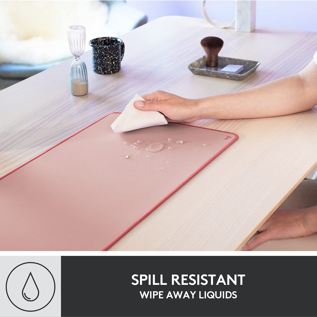 Logitech Desk Mat - Studio Series, Multifunctional Large Desk Pad, Extended Mouse Mat, Office Desk Protector with Anti-Slip Base, Spill-Resistant Durable Design, in Darker Rose